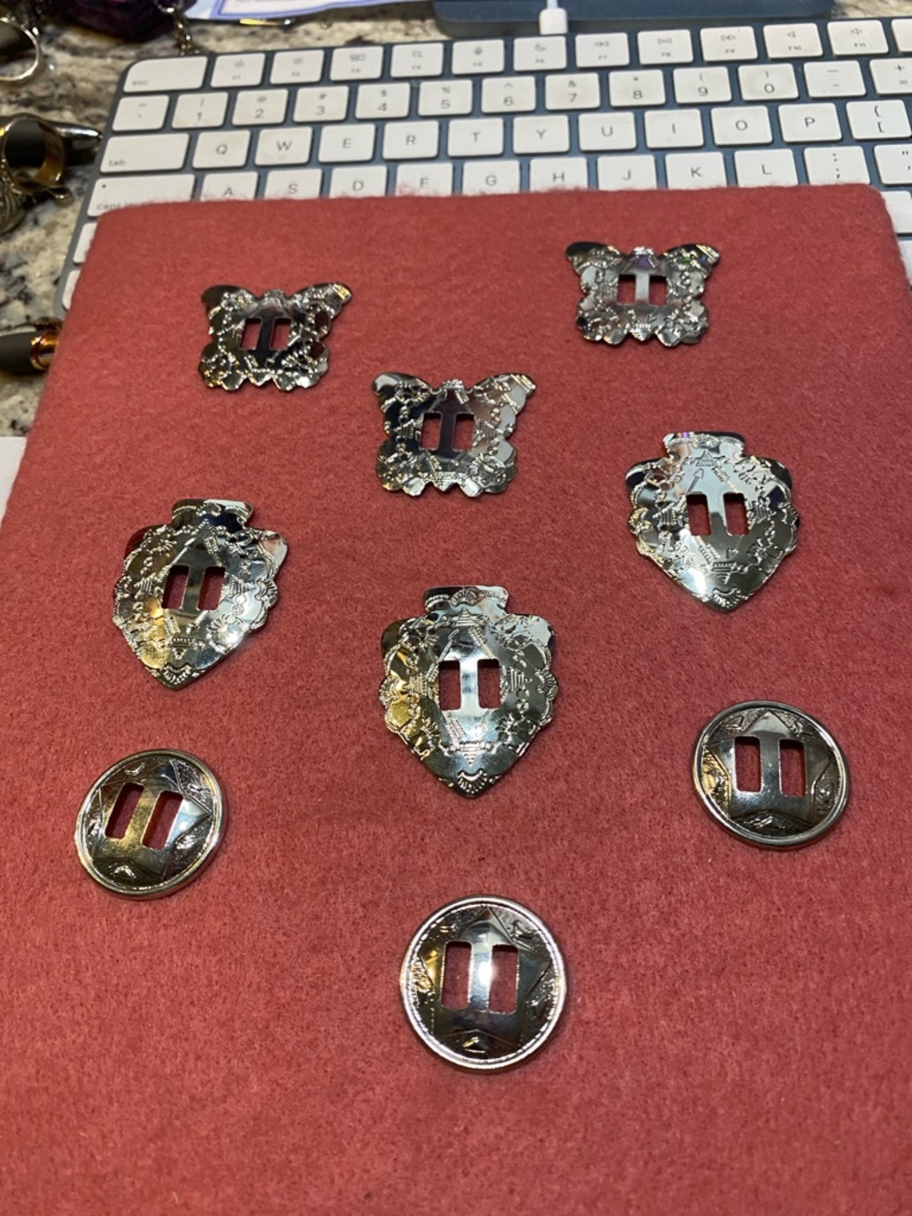 Silver Metal Conchos and Buckles - Decorative Hardware
